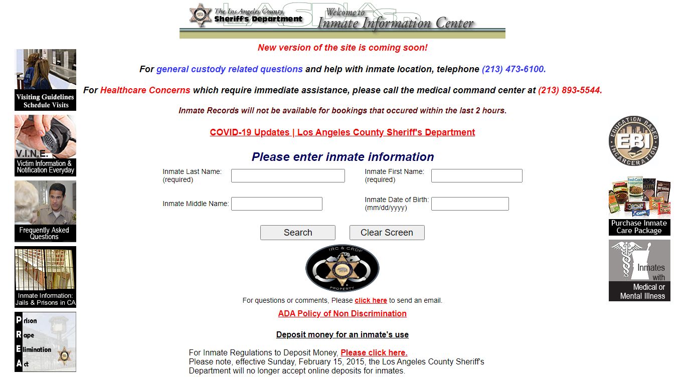 LASD Inmate Information Center - Inmate Search